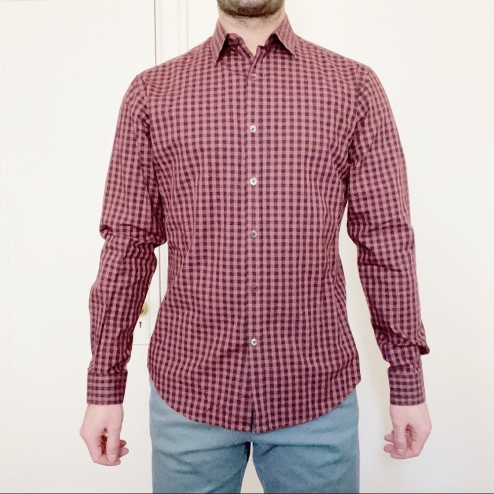 Theory Zach PS Cotton Plaid Button Down Shirt Men’s Size Small Lightweight